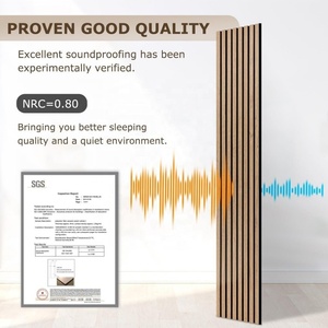 Panneaux acoustiques muraux en <span class=keywords><strong>laine</strong></span> <span class=keywords><strong>de</strong></span> <span class=keywords><strong>bois</strong></span> naturelle Akupanel Oak Grooved pour l'intérieur, absorbant le son et insonorisant - Product Image 3