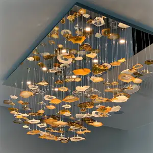 Popular Dubai modern luxury large restaurant living room Hotel led Pendant light chandeliers