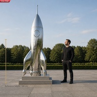 Sculpture de fusée spatiale YOUFINE en acier inoxydable poli miroir, statue métallique pour musée scientifique, décoration de parc extérieur
