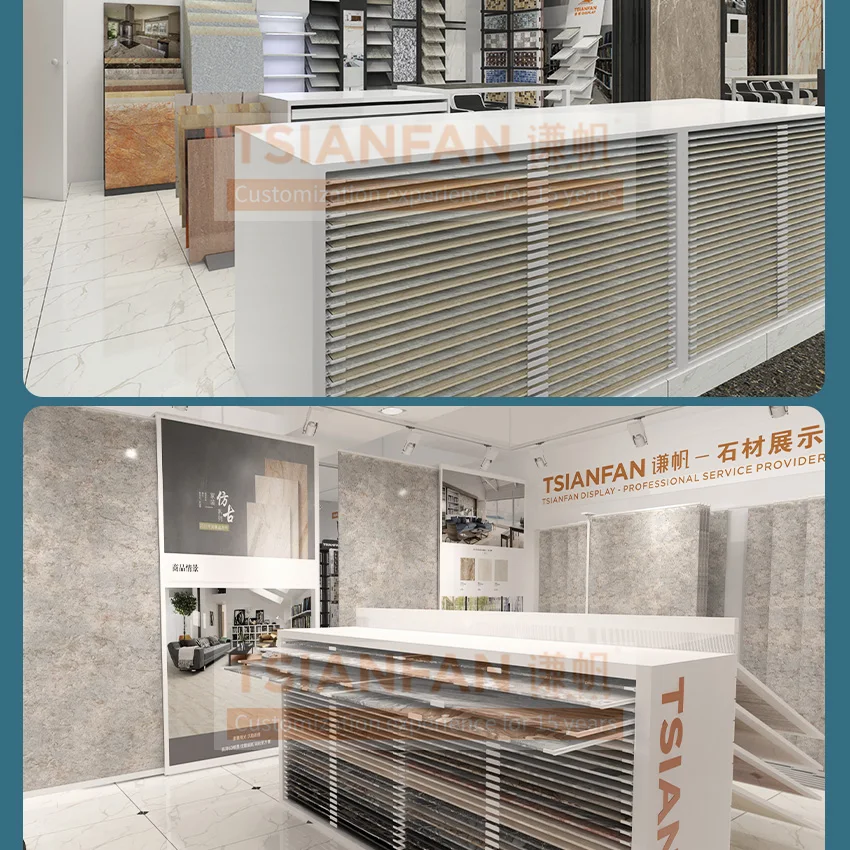 Tsianfan New Design Large Panel Drawers Of Displays Ceramic Showcase Floor Quartz Stone Sample Cabinet Unit Tile Display Drawer