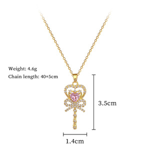 HOVANCI फैशन गहने 5 असली सोने क्रिस्टल परी जादू की छड़ी हार लक्जरी जेड जिक्रोन नृत्य लड़की स्टार हार - Product Image 5