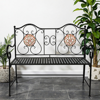 Banc de jardin moderne en fer noir en forme de papillon Zhongpin - Meuble en métal durable et écologique pour 2 personnes, idéal pour la terrasse et le parc