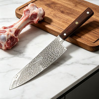 Couteau de chef professionnel de 8 pouces en acier inoxydable 420J avec manche en bois Pakka et plusieurs options de motifs pour une utilisation en cuisine