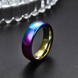 Tungsten Carbide <b>Ring</b> 6mm Rainbow Color <b>Plain</b> Band Unisex Engagement Jewelry - Product Image 3