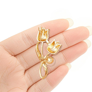 Broche de tulipán de estilo chino, moderno y retro, para cuello, abrigo, chaqueta, pin, accesorio de traje - Product Image 4