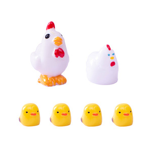 Dp Miniature Chicken Family Resin Ornament Garden Desktop Decoration Animal Shape Painted Finish - Product Image 2