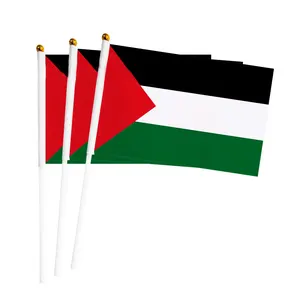 Kustom 100% poliester satu atau dua sisi bendera mobil promosi bendera Palestina dari Cina dengan harga murah