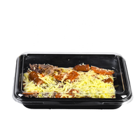 Contenants alimentaires jetables recyclables en CPET noir pour la préparation des repas, boîtes d'emballage pour le déjeuner, barquettes alimentaires CPET résistantes au four avec couvercle transparent