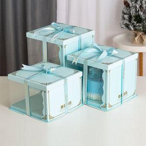 2021 wholesale custom design paper packaging cake boxes 12 x 12 x 6 birthday Luxury transparent tall cake box with clear window