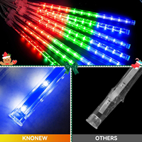 Decoración Navideña para Exteriores, 8 Tubos de Luces LED de Lluvia de Meteoros de 30 cm, IP65 Impermeables, Blanco Cálido, 8 Modos, Temporizador, Control Remoto