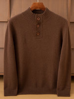 Pull en cachemire épais boutonné pour homme, coupe ample, nouvelle collection automne/hiver, couleur unie, tricoté, style color-block