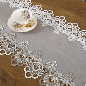 Thêu nước hòa tan ren hình chữ nhật bảng vải <span class=keywords><strong>Organza</strong></span> hoa bán Sheer gạc bảng <span class=keywords><strong>RUNNER</strong></span> cho bữa tiệc sinh nhật đám cưới - Product Image 4