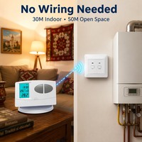 Thermostat intelligent sans fil RF C7RF pour chaudière à gaz, chauffage de l'eau, thermostat programmable pour chaudière avec relais à contact sec 8A