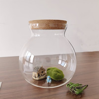 Pot en verre micro-paysage fait à la main couvercle en liège vase de table en gros pour mariages terrarium style art déco pour plantes aériennes