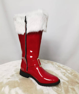 Stivali <span class=keywords><strong>di</strong></span> <span class=keywords><strong>Babbo</strong></span> <span class=keywords><strong>Natale</strong></span> in Pelle PU con Pelliccia Bianca per Capodanno e <span class=keywords><strong>Natale</strong></span>, Costumi <span class=keywords><strong>di</strong></span> Halloween, Stivaletti Taglia Grande, Vendita all'Ingrosso - Product Image 4