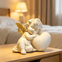 Figurine d'ange chérubin en résine, statue d'ange Cupidon endormi, étreignant un cœur, figurines de table mignonnes et adorables