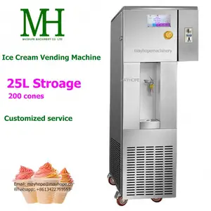 MAYHOPE自動製造冷凍アイスクリームメーカー自動販売現金支払いアイスクリームロールフライドアイスクリームマシン