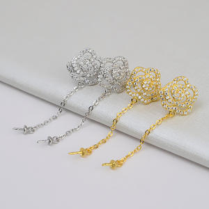 Composants de bijoux en argent pur S925, nœud chinois rétro, porte-accessoires parfumés, boucles d'oreilles en diamant DIY, 8-10 - Product Image 1