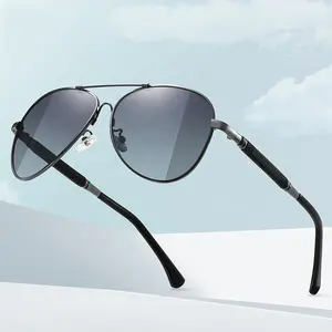 Vendita calda lenti polarizzate UV400 occhiali da sole Vintage Driving Night Vision Fashion Luxury Metal Men occhiali da sole