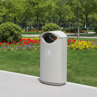 Poubelle à déchets en acier inoxydable 60l noire, poubelle commerciale pour les centres événementiels, les parcs, les rues, les lieux publics extérieurs