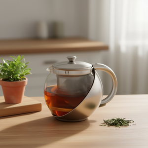 Théière en verre Myrva avec infuseur, design moderne résistant à la chaleur, poignée et couvercle en métal, idéale pour la préparation du thé, modèle MYR-TA6254312 - Product Image 2