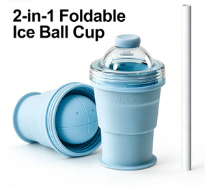 แก้วน้ำแข็งซิลิโคนพับได้ 2-in-1 พร้อมที่ทำน้ำแข็งขนาดใหญ่ ฝาปิดแบบหลอดดูดน้ำ ใช้ซ้ำได้ เป็นมิตรกับสิ่งแวดล้อม ทำความสะอาดง่าย เกรดอาหาร พก<span class=keywords><strong>พา</strong></span>สะดวก - Product Image 1