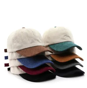 Özel nakış logosu baba şapka çift ton renk 6 Panel spor kapaklar erkek kadife ayarlanabilir beyzbol şapkası Metal toka ile