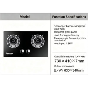 Tables de cuisson à double brûleur de haute qualité pour la cuisine domestique, cuisinière à gaz, plaque de cuisson en verre trempé intégrée pour usage domestique et commercial - Product Image 6