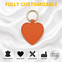 Porte-clés personnalisé en cuir PU en forme de cœur avec clip magnétique pour chapeau, anneau porte-clés orange vierge, cadeau promotionnel, fournisseur en gros