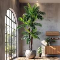 NINI Planta Artificial Moderna Tropical Impermeable Ecológica de Tamaño Personalizado: Anturio, Palma Agujera, Cocotero de Plástico