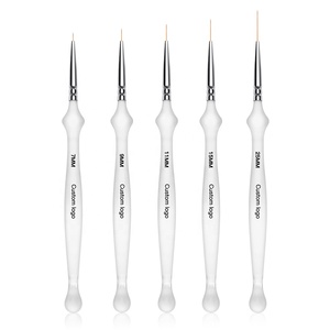 Fuumuui-Juego de pinceles para manicura, Set de 5 pinceles para pulir <span class=keywords><strong>uñas</strong></span> con mango acrílico transparente mate personalizado, delineador fino para pintura artística, <span class=keywords><strong>2021</strong></span> - Product Image 2