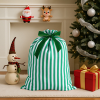 Sac cadeau de Noël personnalisé Sac de Noël Sac de Père Noël de luxe à rayures avec sangle