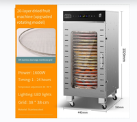 Séchoir à air chaud rotatif à 20 plateaux, séchoir commercial pour fruits, séchoir entièrement automatique pour fruits et légumes domestique, déshydrateur alimentaire