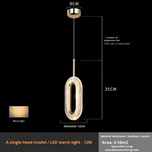 Lampadario Moderno Semplice in Ferro e Cristallo Dorato con <span class=keywords><strong>LED</strong></span>, Garanzia di 2 Anni, per Camera da Letto, Sala da Pranzo, Bar, Decorazione di Lusso da Parete - Product Image 6