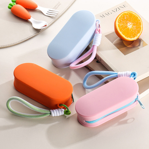 Reusable <b>Silicone</b> Travel <b>Utensil</b> Case Cute Kids Spoon Fork <b>Set</b> with <b>Silicone</b> Holder for Baby Feeding - Product Image 2
