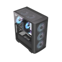 Boîtier de jeu pour ordinateur MicroATX Mid Tower en alliage d'aluminium à flux d'air élevé, panneau avant noir, avec fenêtre latérale