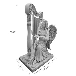 รูปปั้นนางฟ้าเล่นพิณลม - ของตกแต่งรูปนางฟ้าเล่นพิณทำจากเรซิ่นสำหรับสวน ลานบ้าน และบ้าน ของตกแต่งดนตรีกลางแจ้ง ของขวัญ - Product Image 2