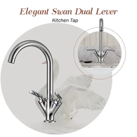 Robinet de cuisine haut de gamme en laiton à double poignée, finition chrome poli, bec haut pivotant à 360°, mitigeur eau chaude et froide pour évier à montage sur comptoir