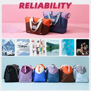 6 blocs de couleurs grand sac de voyage pliable multicouche séparé pour le sport, imperméable et résistant à l'usure, sec et humide avec poche latérale