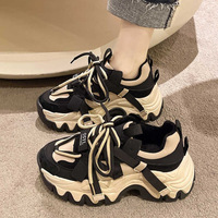 Sneakers Chunky Noires et Blanches Unisexe 2026 avec Sangle en Tissu, Semelle Épaisse, Chaussures Tendance, Vente en Gros Usine, Design Personnalisé
