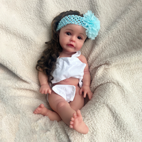 Poupées de bébé en silicone de 20 pouces, entièrement faites à la main, anatomiquement correctes, fille brune avec de longs cheveux implantés, pour accessoires de photographie