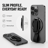 Support de téléphone portable magnétique portable avec anneau creux en alliage de zinc et sangle de poignet en silicone pour utilisation sur support de bureau