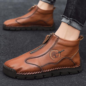 Nuovi Stivali Martin da Uomo Taglia Grande Autunno-Inverno 2026, Foderati in Cotone, in Vera Pelle, Stile Coreano, Caldi e Fatti a Mano - Product Image 1