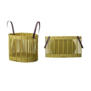 <b>Foldable</b> Laundry <b>Basket</b> Round Beige Green Clothes Storage Organizer Household Collapsible Bathroom Use - Product Image 3