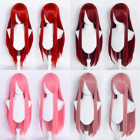 Perruque synthétique longue et droite de 80 cm pour cosplay d'anime, multicolores, résistante à la chaleur, densité 180 %, avec bonnet en filet rose, idéale pour les fêtes - Vente en gros