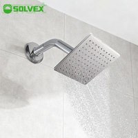 SOLVEX Diskon 6% Shower Head Plastik Persegi ABS & Baja Tahan Karat Lapisan Krom dengan Bola Baja Tahan Karat