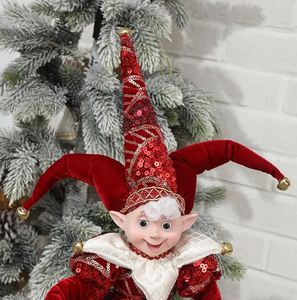 Muñeco de Elfo Navideño Colgante SOTE BJ01 de 24 Pulgadas (60 cm), Color Borgoña, Tela Ecológica Reutilizable, Decoración Navideña, Venta al Por Mayor - Product Image 4
