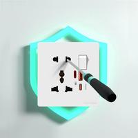 Prises murales durables à écran tactile 20W à charge rapide 10A en PC, universelles 5 broches, prises électriques murales UK AC
