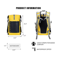 Sac à dos étanche pliable en bâche PVC 500D de 30L, nouveau style, avec bretelles, personnalisable avec le logo du client