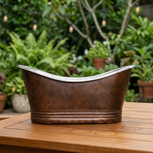 Indian Home Crafts Handmade Copper Freestanding Rectangle Bathtub Antique Brown with Lid for Home Hotel - Indian Home Crafts - Product Image 3
